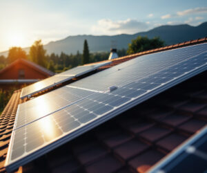 Solar panels on the roof of the house, eco energy, green technologies, sustainable resources